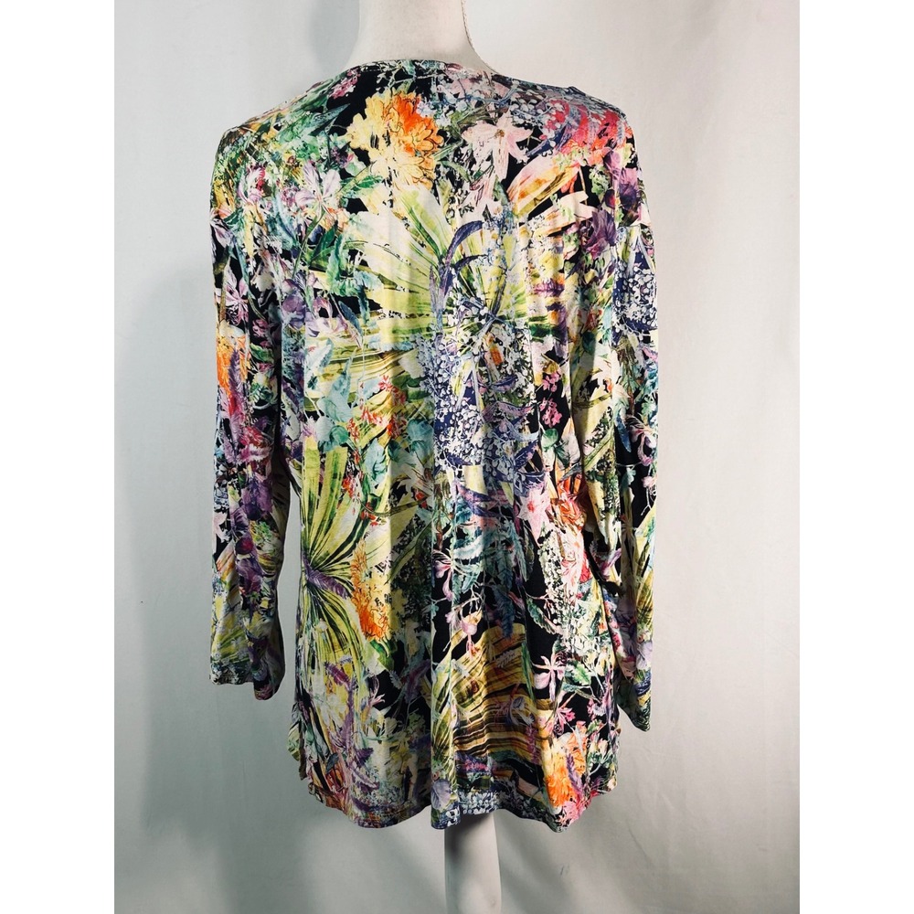 Peck & Peck Petite Women 2X Tropical Floral V-Neck Long Sleeve Tunic Top Multi - Picture 6 of 10